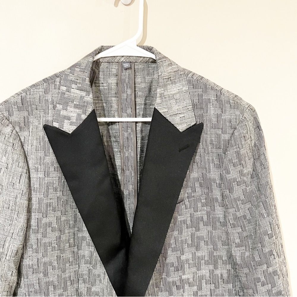 Bonobos Jacket One Button Silk & Linen Grey Tuxedo E. Thomas Blazer size 42S - Picture 3 of 9